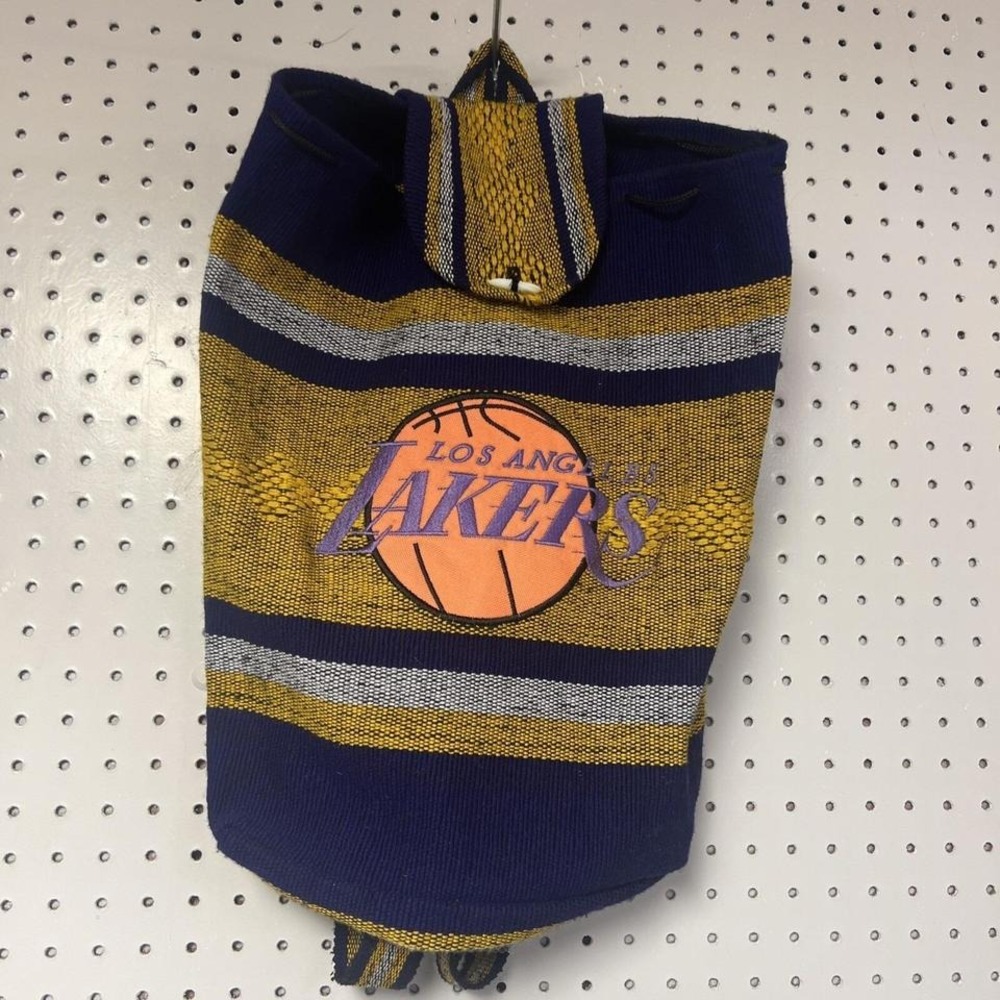 L.A. Lakers Backpack Woven Tapestry Red Black‎  Cinch Close NBA Book Bag Logo